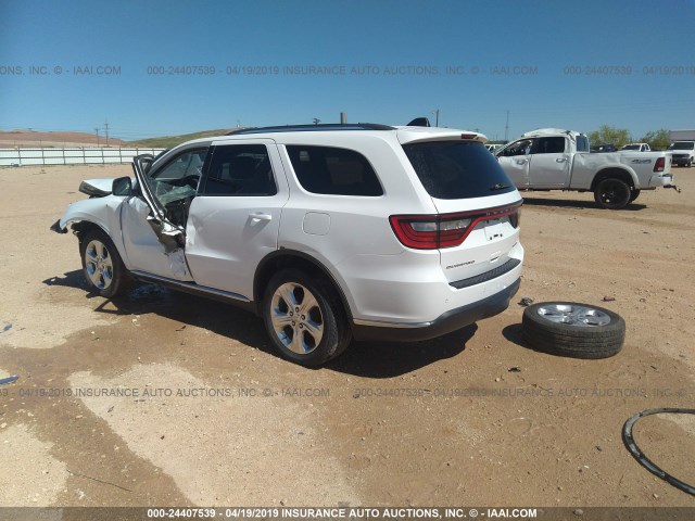 1C4RDHDGXFC110109 - 2015 DODGE DURANGO LIMITED WHITE photo 3