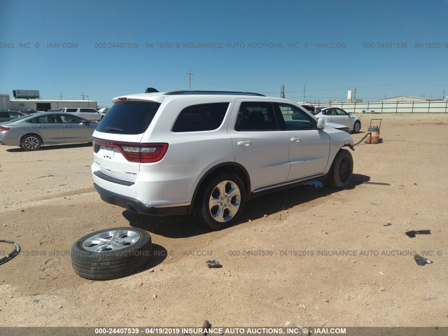 1C4RDHDGXFC110109 - 2015 DODGE DURANGO LIMITED WHITE photo 4