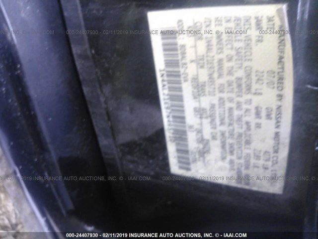 1N4AL21E97N495710 - 2007 NISSAN ALTIMA 2.5/2.5S BLACK photo 9