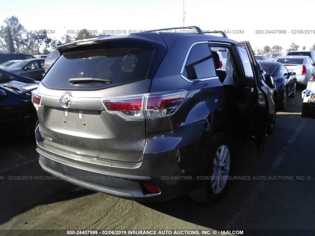 5TDZKRFH2GS135572 - 2016 TOYOTA HIGHLANDER LE/LE PLUS GRAY photo 4