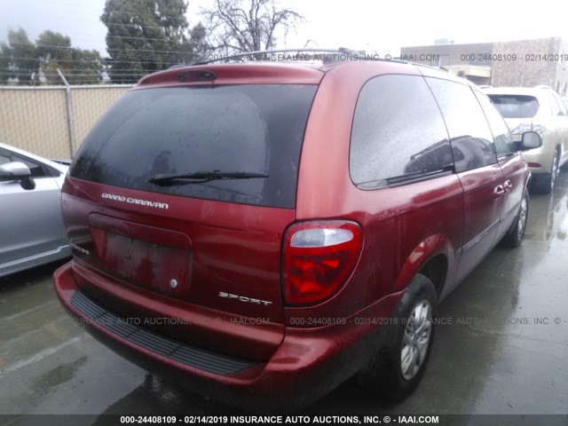 1B8GP443X2B533952 - 2002 DODGE GRAND CARAVAN SPORT MAROON photo 4