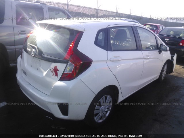 JHMGK5H59GX002187 - 2016 HONDA FIT LX WHITE photo 4