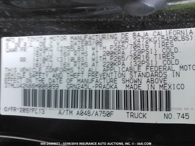 3TMLU42N86M006099 - 2006 TOYOTA TACOMA DOUBLE CAB 黑色 照片 9