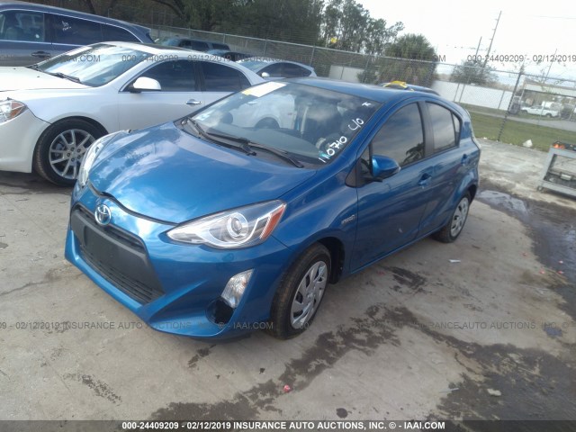 JTDKDTB38F1110710 - 2015 TOYOTA PRIUS C BLUE photo 2