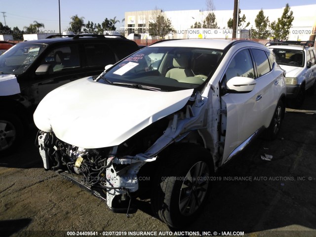 5N1AZ2MH6GN150001 - 2016 NISSAN MURANO S/SL/SV/PLATINUM WHITE photo 2