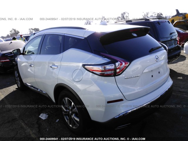 5N1AZ2MH6GN150001 - 2016 NISSAN MURANO S/SL/SV/PLATINUM WHITE photo 3