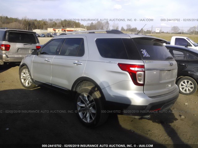 1FM5K7D80DGC18490 - 2013 FORD EXPLORER XLT SILVER photo 3