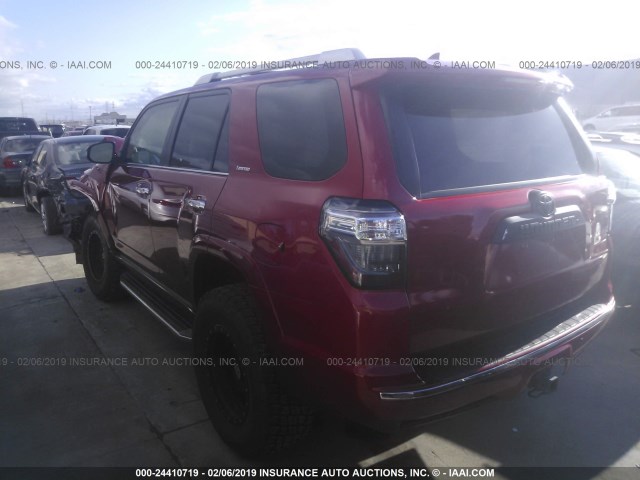 JTEBU5JR8F5229475 - 2015 TOYOTA 4RUNNER SR5/LIMITED/TRAIL/TRD PRO RED photo 3