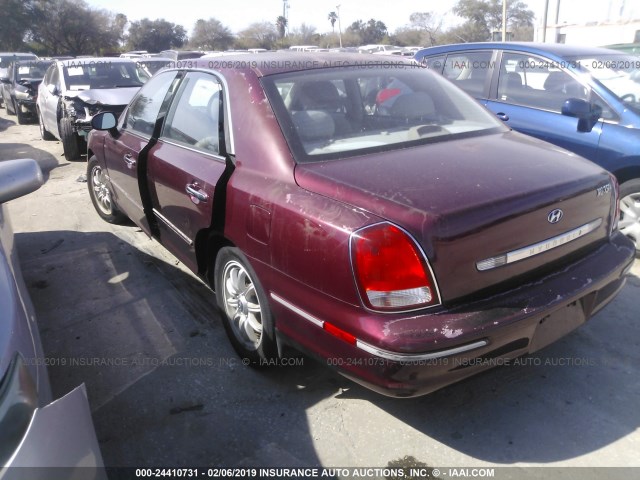 KMHFU45E32A180903 - 2002 HYUNDAI XG 350 BURGUNDY photo 3