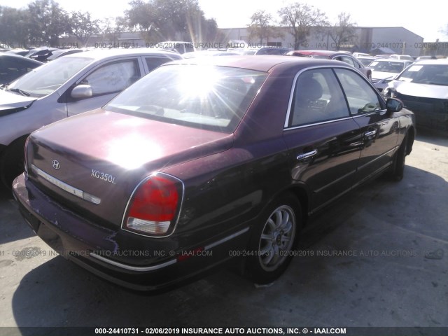 KMHFU45E32A180903 - 2002 HYUNDAI XG 350 BURGUNDY photo 4