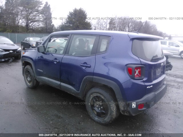 ZACCJBAB4HPF99092 - 2017 JEEP RENEGADE SPORT Կապույտ լուսանկար 3