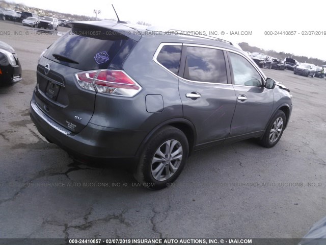 KNMAT2MT1FP538752 - 2015 NISSAN ROGUE S/SL/SV GRAY photo 4