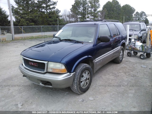 1GKDT13WX12102737 - 2001 GMC JIMMY BLUE photo 2