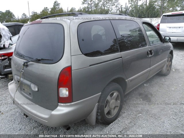 4N2ZN15T71D819497 - 2001 NISSAN QUEST GXE TAN photo 4