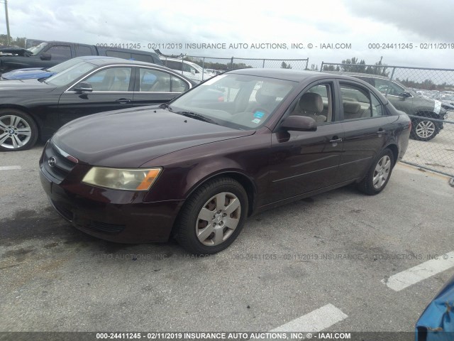 5NPET46C96H106951 - 2006 HYUNDAI SONATA GL PURPLE photo 2