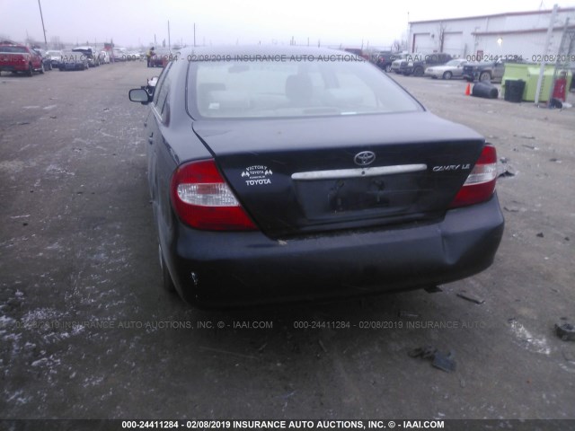 4T1BE32K13U142716 - 2003 TOYOTA CAMRY LE/XLE/SE BLUE photo 6