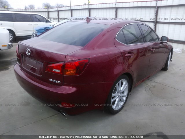 JTHBK262X75030514 - 2007 LEXUS IS 250 RED photo 4