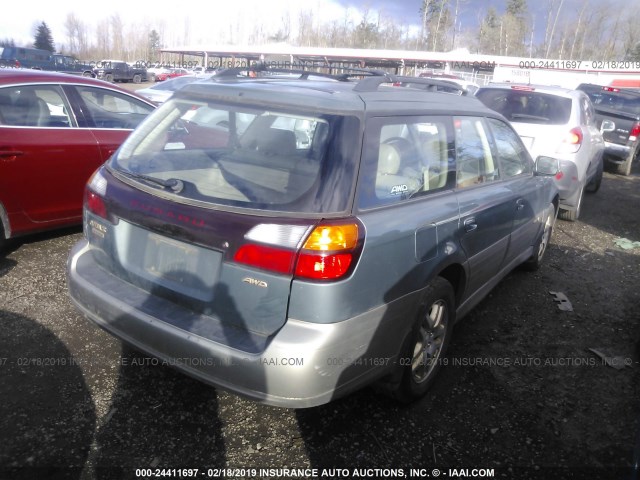 4S3BH686X17672301 - 2001 SUBARU LEGACY OUTBACK LIMITED GREEN photo 4