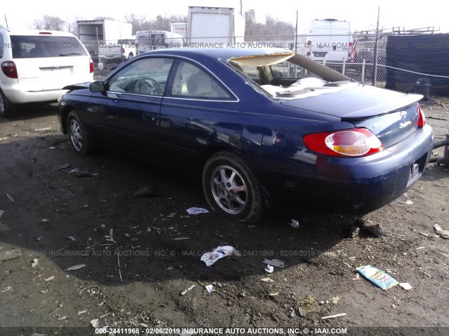 2T1CE22P02C000707 - 2002 TOYOTA CAMRY SOLARA SE Dark Blue photo 3