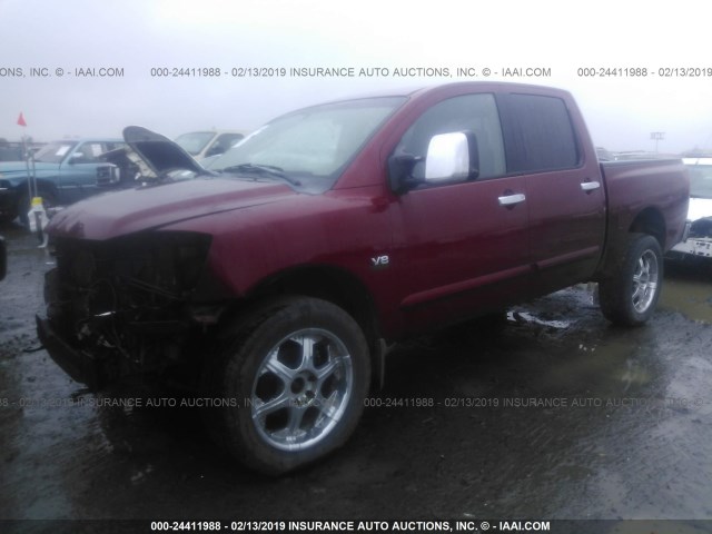 1N6AA07BX4N557710 - 2004 NISSAN TITAN XE/SE/LE RED photo 2