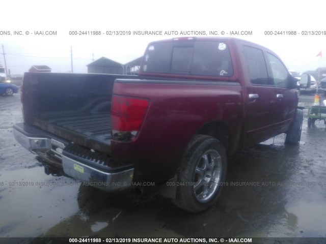 1N6AA07BX4N557710 - 2004 NISSAN TITAN XE/SE/LE RED photo 4