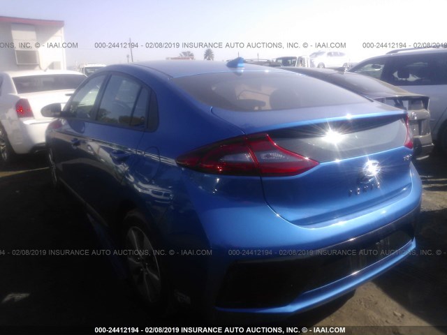 KMHC65LDXJU076581 - 2018 HYUNDAI IONIQ BLUE BLUE photo 3