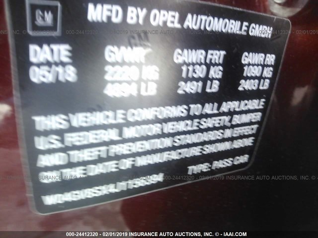 W04GV8SX4J1156394 - 2018 BUICK REGAL TOURX ESSENCE 栗色 照片 9