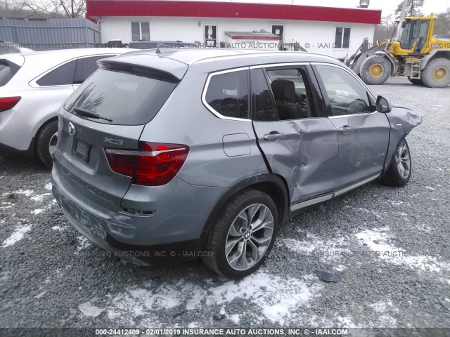 5UXWX7C39H0W39248 - 2017 BMW X3 XDRIVE35I GRAY photo 4