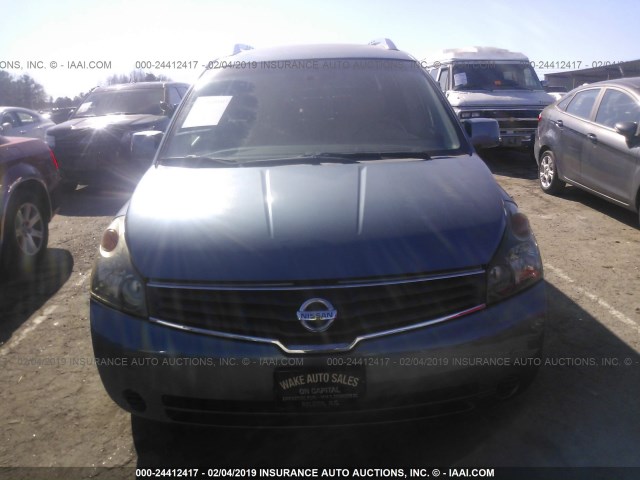 5N1BV28U28N102679 - 2008 NISSAN QUEST S/SE/SL BLUE photo 6