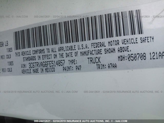 3C6TRVAG6FE514857 - 2015 RAM PROMASTER 1500 1500 STANDARD WHITE photo 9