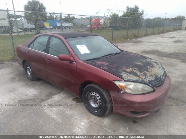 4T1BE32KX2U065987 - 2002 TOYOTA CAMRY LE/XLE/SE RED photo 1