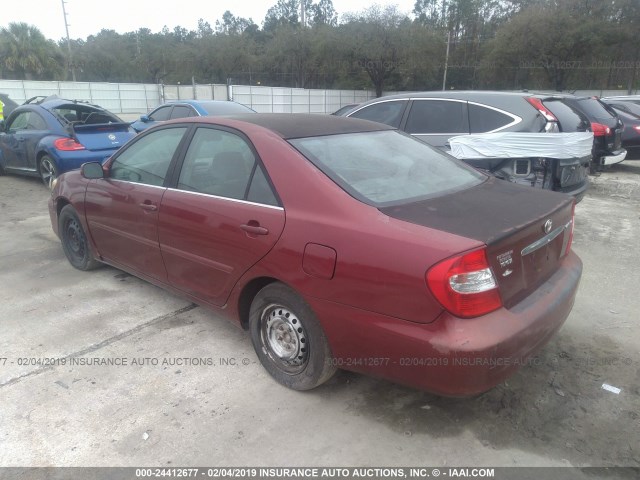 4T1BE32KX2U065987 - 2002 TOYOTA CAMRY LE/XLE/SE RED photo 3