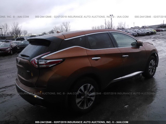 5N1AZ2MH2FN251535 - 2015 NISSAN MURANO S/SL/SV/PLATINUM ORANGE photo 4