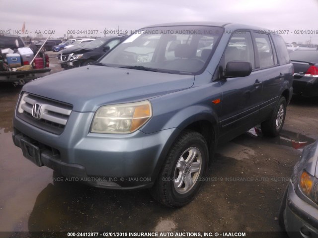 5FNYF281X6B052191 - 2006 HONDA PILOT LX BLUE photo 2