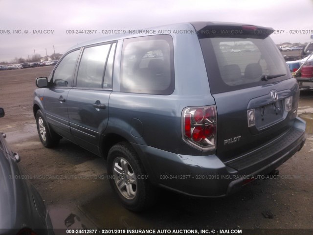 5FNYF281X6B052191 - 2006 HONDA PILOT LX BLUE photo 3