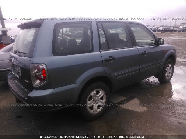 5FNYF281X6B052191 - 2006 HONDA PILOT LX BLUE photo 4