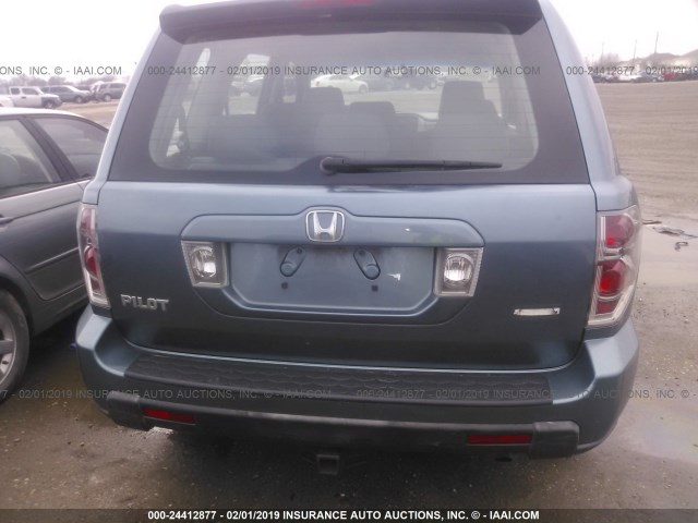 5FNYF281X6B052191 - 2006 HONDA PILOT LX BLUE photo 6