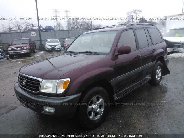 JTEHT05J212001597 - 2001 TOYOTA LAND CRUISER  MAROON photo 2