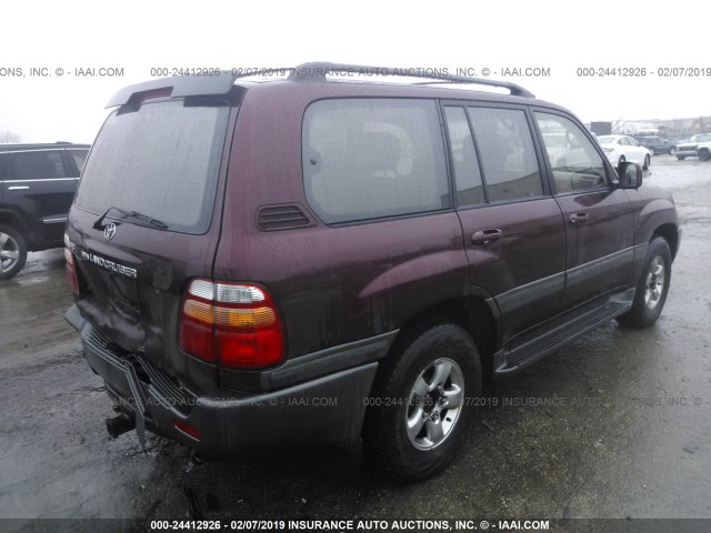 JTEHT05J212001597 - 2001 TOYOTA LAND CRUISER  MAROON photo 4