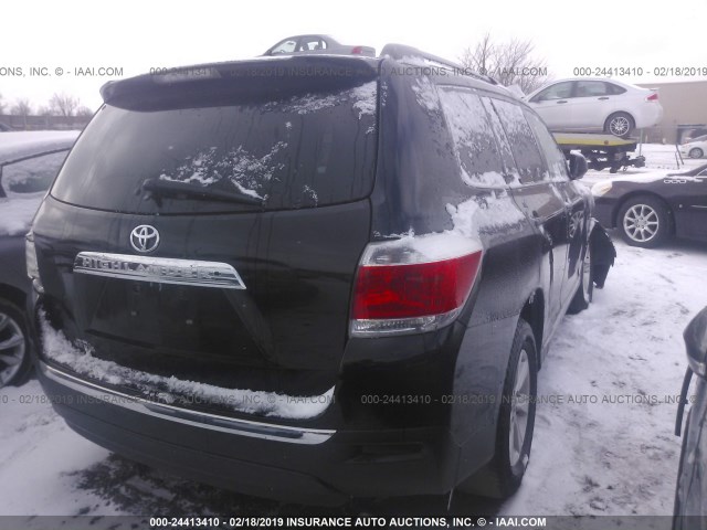 5TDZK3EH7BS043610 - 2011 TOYOTA HIGHLANDER SE BLACK photo 4