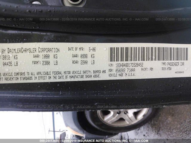 1B3HB48B17D528452 - 2007 DODGE CALIBER SXT BLUE photo 9