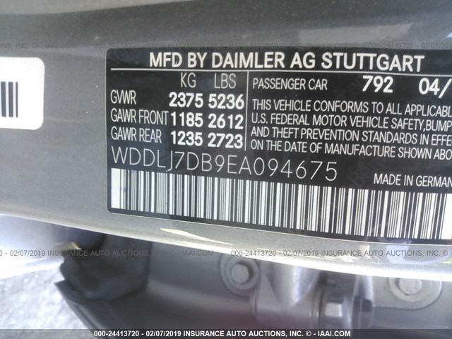 WDDLJ7DB9EA094675 - 2014 MERCEDES-BENZ CLS 550 GRAY photo 9