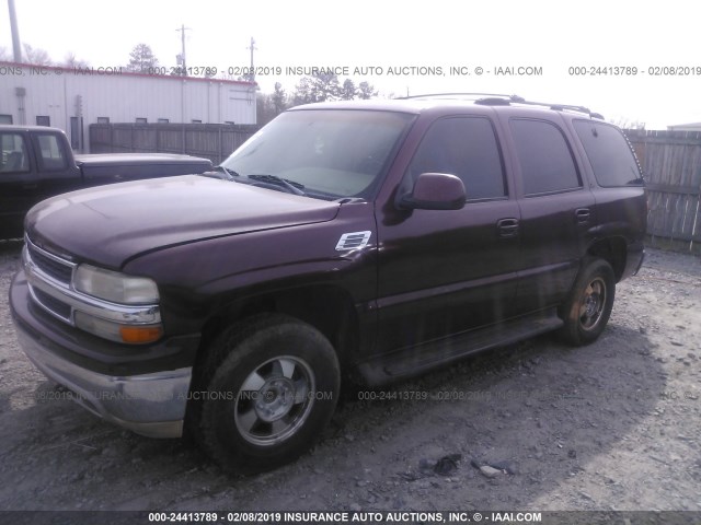 1GNEK13TX1R171063 - 2001 CHEVROLET TAHOE K1500 BURGUNDY photo 2