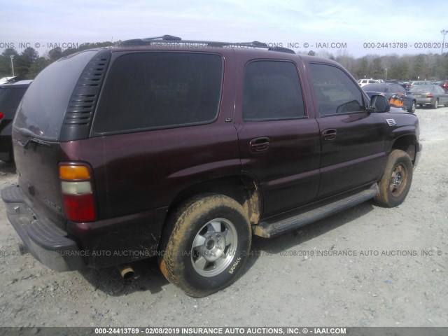 1GNEK13TX1R171063 - 2001 CHEVROLET TAHOE K1500 BURGUNDY photo 4