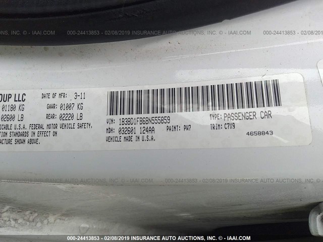 1B3BD1FB6BN555859 - 2011 DODGE AVENGER MAINSTREET WHITE photo 9