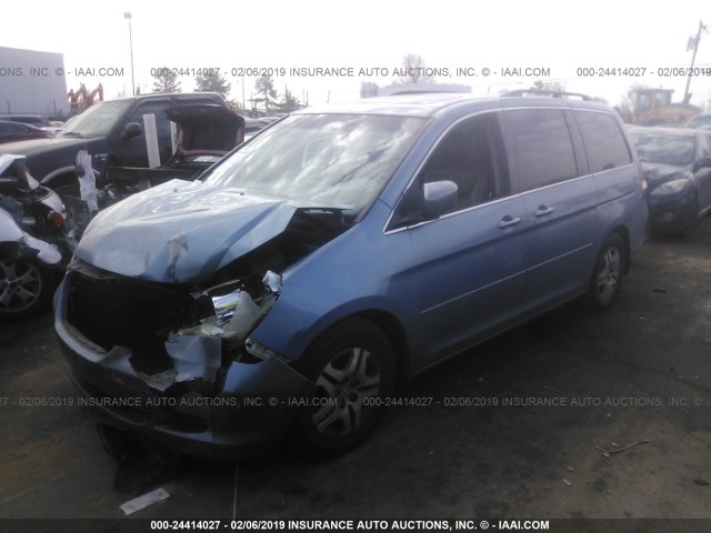 5FNRL38615B115465 - 2005 HONDA ODYSSEY EXL BLUE photo 2