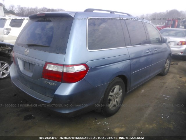 5FNRL38615B115465 - 2005 HONDA ODYSSEY EXL BLUE photo 4