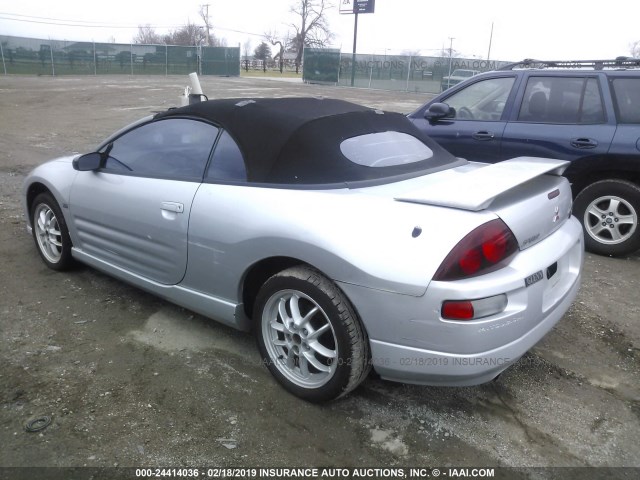 4A3AE85H01E187311 - 2001 MITSUBISHI ECLIPSE SPYDER GT SILVER photo 3