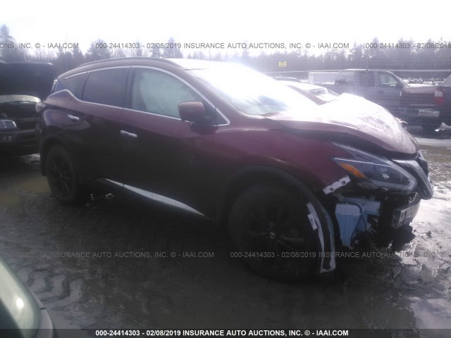 5N1AZ2MH6JN130421 - 2018 NISSAN MURANO S/SL/SV/PLATINUM MAROON photo 1