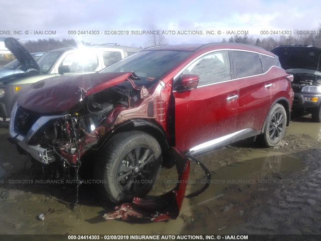 5N1AZ2MH6JN130421 - 2018 NISSAN MURANO S/SL/SV/PLATINUM MAROON photo 2